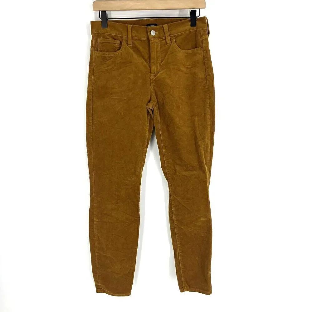 J Crew Pants Size 26 Womens Golden Brandy Brown Mid Rise Skinny Corduroy Stretch